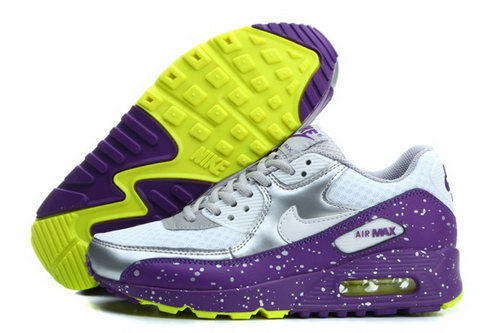 Nike Air Max 90 Womenss Running Shoes Silver Purple Green Taiwan